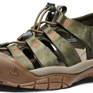 KEEN Men's Newport H2 Closed Toe Water Sandals, Winter Moss/Chevron, 10