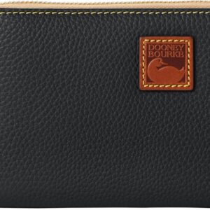 Dooney & Bourke Wallets for Women, Pebble Grain Leather Large Zip Around Wristlet with Removable Strap - Black