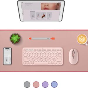 Logitech Desk Mat - Studio Series, Multifunctional Large Desk Pad, Extended Mouse Mat, Office Desk Protector with Anti-slip Base, Spill-resistant Durable Design, in Darker Rose
