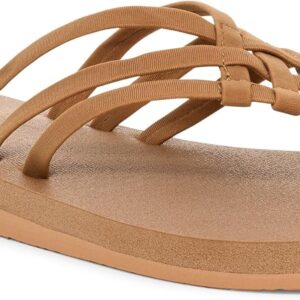 Sanuk Yoga Sandy II | Flip Flops for Women | Yoga Sandals For Women | Women's Beach Sandals | Memory Foam Footbed, Tobacco Brown, 7