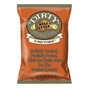 Dirty Kettle Potato Chips, Funky Fusion, 2 oz. Bag, 25 Count –Gluten Free, Skins On, Crunchy Chips, Great for Lunches or Snacking on the Go