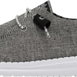 HEYDUDE Women's Wendy Chambray Woven Onyx Size 9 | Women's Shoes | Women's Slip On Shoes | Comfortable & Light-Weight