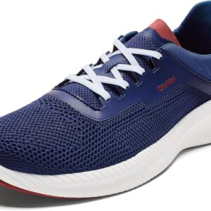 OLUKAI Island Hopper Men's Sneakers, Travel Ready & Versatile Athletic Shoes, Soft & Breathable Knit Fabric, Drop-in Heel Design, Deep Blue/Deep Blue, 11.5