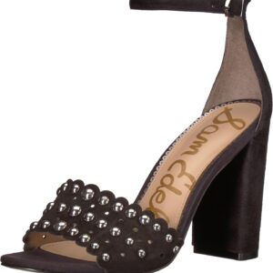 Sam Edelman Yaro Ankle Strap Sandal Heel Black Suede 8.5 W