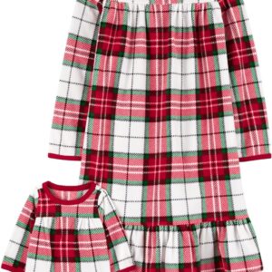Carter's Girls' 2-14 Gown and Doll Dress Set (Red/White/Green, 8-10)