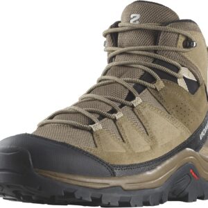 Salomon Men's QUEST ROVE GORE-TEX Leather Hiking Boots for Men, Kangaroo / Kelp / Black, 10