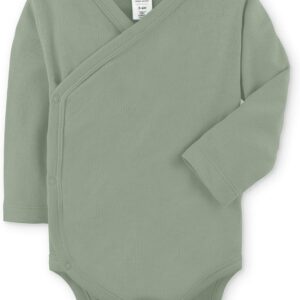Colored Organics Baby Organic Cotton Kimono Bodysuit - Long Sleeve Infant Side Snap One Piece - 3-6 Months - Ginger