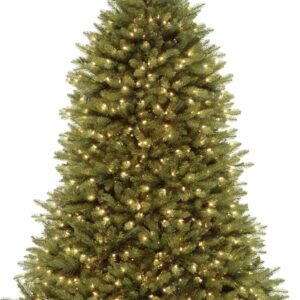 National Tree Company Pre-Lit Artificial Full Christmas Tree, Green, Dunhill Fir, Dual Color LED Lights, Includes PowerConnect and Stand, 7 Feet