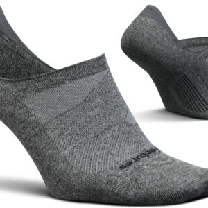 Feetures Elite Ultra Light Invisible Socks - Anti-Slip Sport Sock Liner with Targeted Compression - Gray, L (1 Pair)