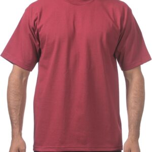 Pro Club Men's Heavyweight Cotton Short Sleeve Crew Neck T-Shirt, Burgundy, 3X-Large