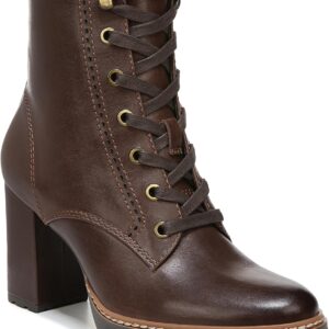 Naturalizer Womens Callie Lace Up Heeled Bootie Chocolate Bar Brown Leather 9 M