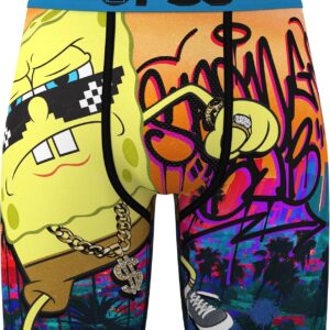 PSD Men's Boxer Briefs - Spongebob West Coast, 7 Inch Inseam, Moisture-Wicking, 4-Way Stretch, Boxer Briefs for Men, Medium