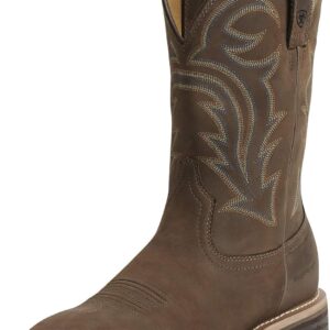 Ariat BMVY9 Mens Hybrid Rancher Waterproof Western Boot Oily Distressed Brown 10