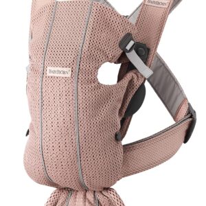 BabyBjörn Baby Carrier Mini, 3D Mesh, Dusty Pink | Newborn Carrier (7-25 lbs), Ergonomic, Easy-to-Use