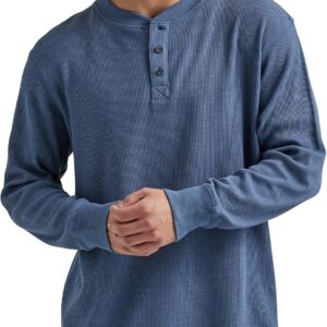 Wrangler Authentics Men's Long Sleeve Waffle Henley, Vintage Indigo, XX-Large