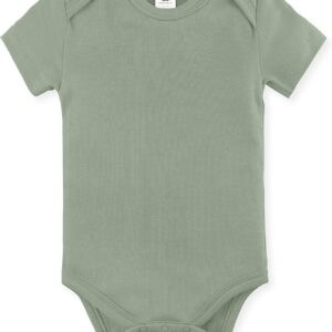 Colored Organics Unisex Newborn 100% Organic Cotton Bodysuit - Short Sleeve Infant One Piece - Baby Boy and Girl Clothing - Thyme Green - 6-12M