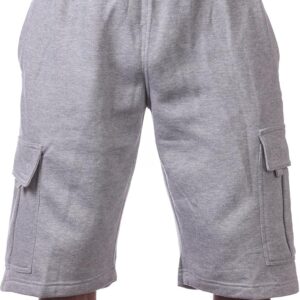 Pro Club Men's Fleece Cargo Short, Heather Gray, Large