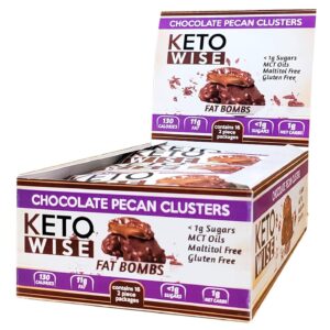 Keto Wise Fat Bombs - Chocolate Pecan Clusters - 16 packs 32g each