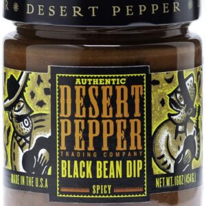 Desert Pepper Spicy Black Bean Dip with Black Beans, Jalapeno Peppers and Fresh Vegetables, Gluten-Free, Low Carb Snack 16 oz, 6-Pack