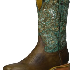 Tin Haul Shoes Women's BAN-DAN-UH Western Boot, Brown, 10 Wide