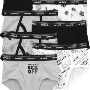 Carter's Boys' Little 7-Pack Underwear (Black/Grey/White Sports, 6-7 Years)