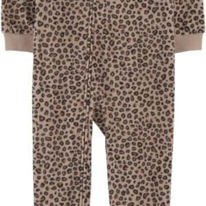 Carter's Big Girls Footed Microfleece PJ's Sleeper Pajamas (Brown Leopard, 8 Years)