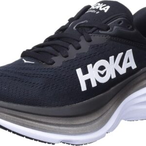 Hoka Women's Bondi 8 Sneaker, Black/White, 7