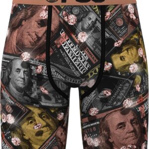 PSD Men's Boxer Briefs - Metallic Benjis, 7 Inch Inseam, Moisture-Wicking, 4-Way Stretch, Boxer Briefs for Men, Large