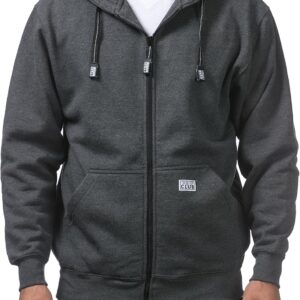 Pro Club Men's Heavyweight Full Zip Fleece Hoodie, Charcoal, 2X-Large