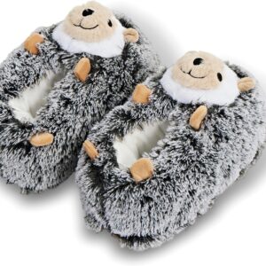 ooohyeah Women’s Fuzzy Animal Hug Slippers, Cute Funny Cozy Non-Slip House Foam Slippers for Women, Biscuit the Hedge, Size 7-8