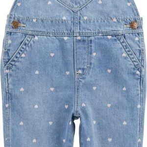 OshKosh B'Gosh Girls World's Best Overalls, Blue Heart, 3M