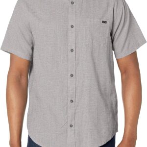 Billabong Men's Classic Sundays Woven Short Sleeve Shirt, Light Grey